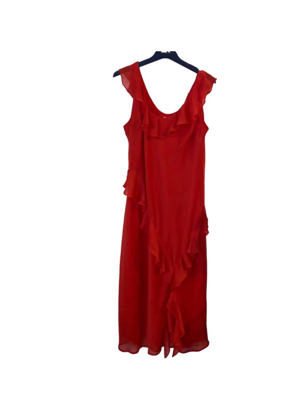 Women's A New Day Red Ruffle Sleeveless Midi Dress Size L